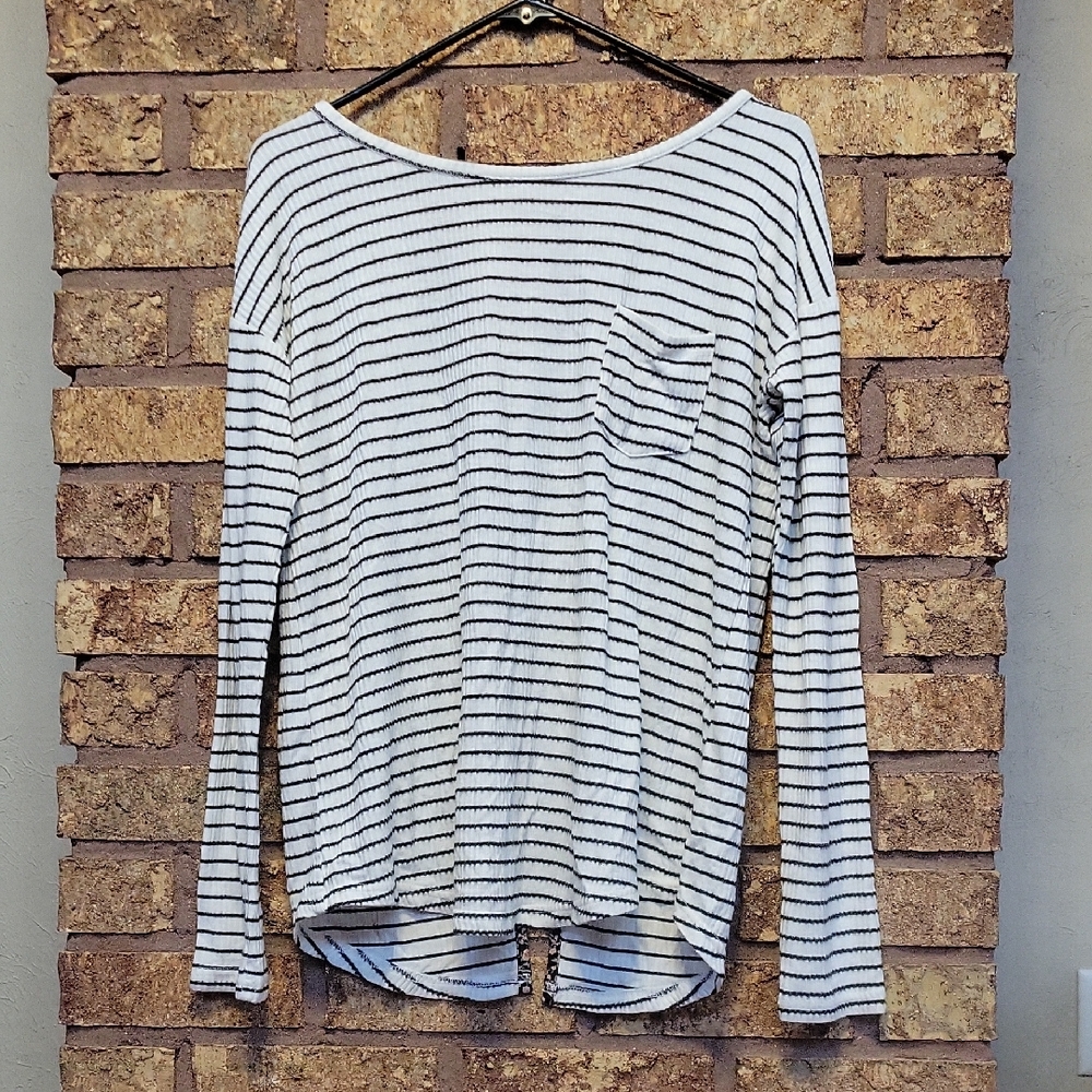 Hem & Thread Striped Long Sleeve Top Size Medium